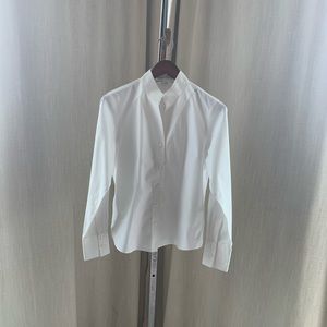ORVIS white mandarin collar thick cotton blouse